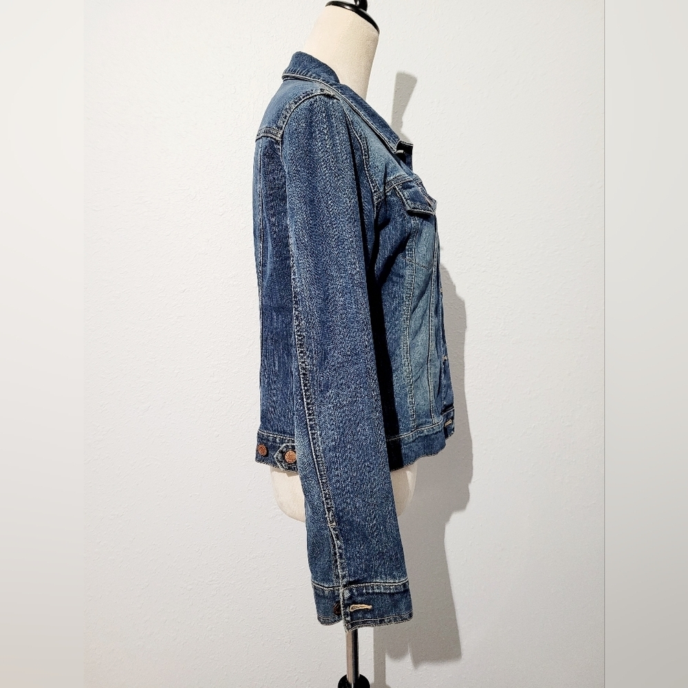 New York And Co Women’s Stretch Denim Jacket Size 4 Blue Classic Fitted Jean - Picture 6 of 14